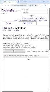 CodingBat Java 051 String1 makeTags