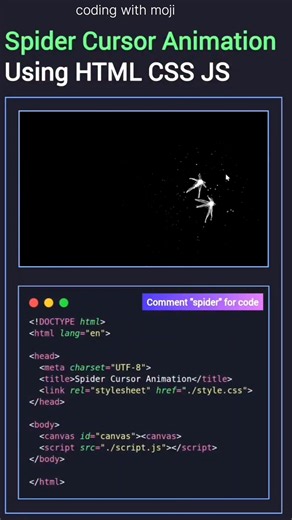 🕷️ Spider Cursor Animation Using HTML CSS JavaScript | Creative Web Animation #Shorts