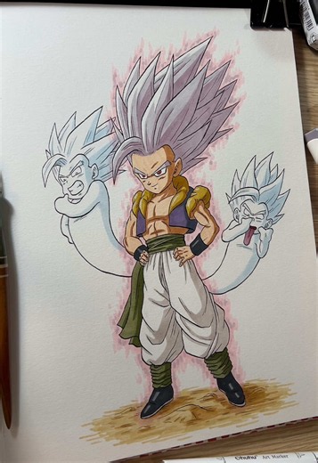 Gotenks drawing ink tutorial: Dragon Ball fan art tips