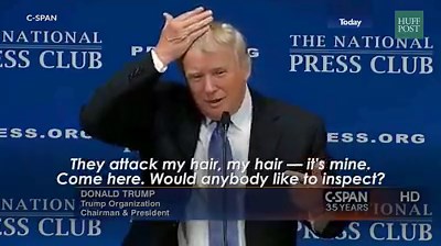 756K views · 6.3K reactions | Donald J. Trump's hair is real, just like his racism, xenophobia and sexism. | HuffPost | Facebook