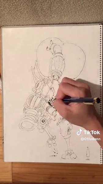 輸送用メカのペン画イラスト制作