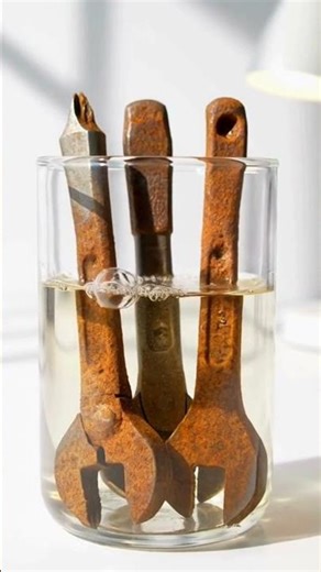 "Rusty Tools Fixed Overnight with Vinegar! ✨🛠️"