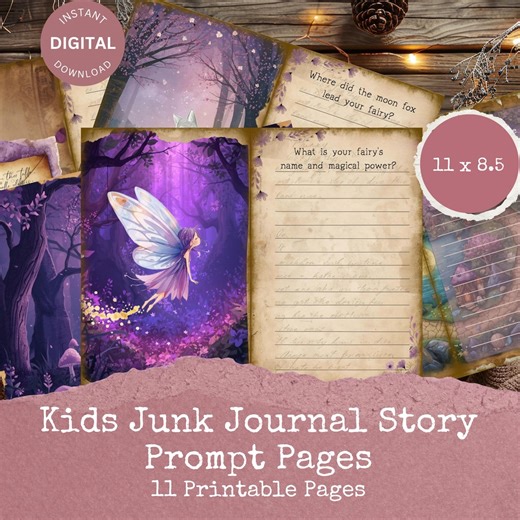 Fairy Kids Activity Journal Printable PDF Story Prompts Writing Ephemera - Etsy