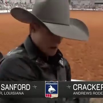 Ryder Sanford, the reigning Resistol Rookie of the Year, blew the roof off Dickies Arena with this 86-point ride on Andrew Rodeo's Cracker Jack to get the Round 2 win in Bracket 3 in Fort Worth. | PRCA ProRodeo