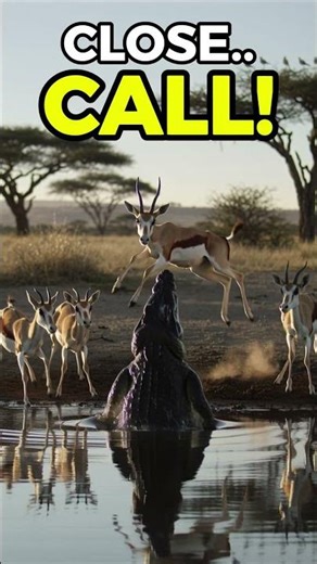 Springbok’s Narrow Escape 🐾🐊 | Split-Second Survival at the Watering Hole