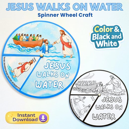 Jesus Walks on Water Coloring Wheel, Sunday School Craft (digital Download) - Etsy