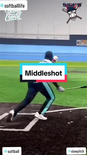 Softball Player Hits Line Drive Towards Pitcher