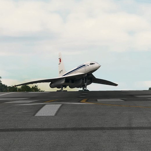 Watch the legendary Soviet supersonic airliner, the TU-144, roar to life in Microsoft Flight Simulator! this flight showcases the raw speed, unique nose-droop mechanism, and unmistakable presence of the “Concordski.” Experience the thrill as it lifts off the runway with immense power, climbing into the skies in true supersonic style. Perfect for aviation enthusiasts and MSFS fans alike! | 𝗕 𝗟 𝗔 𝗖 𝗞 𝟰 𝟮 𝟬