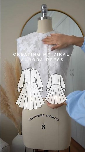 Creating my viral “AURORA” dress✨ #sewingtutorial #patternmaking #sewingmadeeasy #sewinginspiration