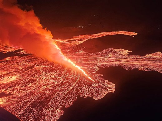 Lava flows towards Blue Lagoon as Iceland volcano erupts again | The Express Tribune