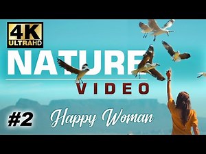 Nature Video in 4K, Happy Woman enjoying beauty of nature. Girl runs into the nature.2021