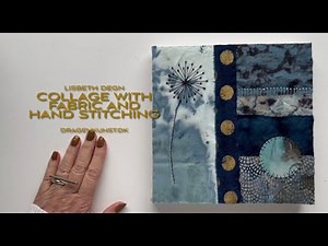 Collage made with fabric and hand stitching