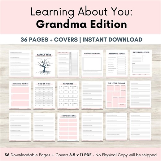 Grandmother Memory Journal | Guided Keepsake for Moms, Life Story Book With 100  Prompts, Family Legacy Gift, Printable Journal for Grandma - Etsy
