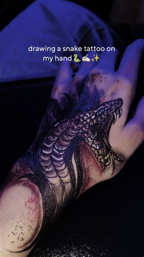 @the_flaneur_artist | Who am I suppose to please who am I suppose to please who am i- #tags #snaketattoo #temporarytattoo #pentattoo #bodyart #trending #fypage... | Instagram