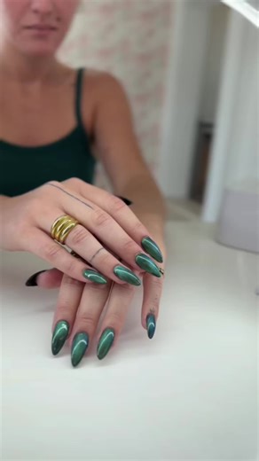 Stunning Green Cat Eye Nail Design Tutorial