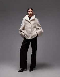 & Other Stories pure wool faux fur jacket in off white | ASOS