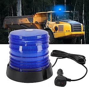 Blue LED Flashing Beacon, 60-LED 16 Modes Blue Warning Emergency Safety Light, 12/24V Waterproof 360 Rotating Car Roof Beacon Strobe Light for Trucks Forklift Snow Plow Golf Cart