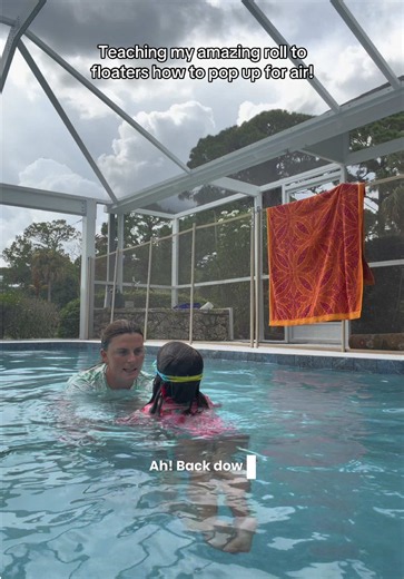 The float is a life saving amazing maneuver. But there comes a time in a swimmer’s journey where they are strong enough to pop up for air instead so they can make progress and develop better strokes. This student has a killer float, but she has found it much easier to breath and take a float than to keep swimming (smart kid!) so she will chill in her float much longer than I want her to and hesitates to roll back over. I am teaching her the pop up breath because she is strong enough old enough a