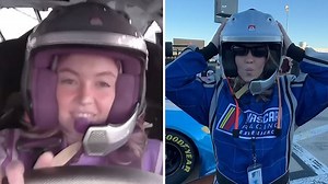 Sydney Sweeney gets behind the wheel of Nascar with Ryan Blaney
