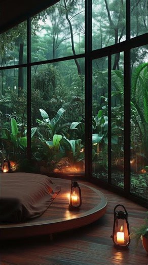 Rainy Garden Bungalow for Sleep #shorts