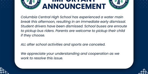 High school dismisses early after water main break in Maury County