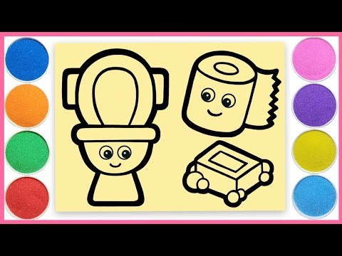 Sand Painting coloring Toilet, Toilet Paper and Soap for kids and toddlers❤️沙畫tô màu tranh cát