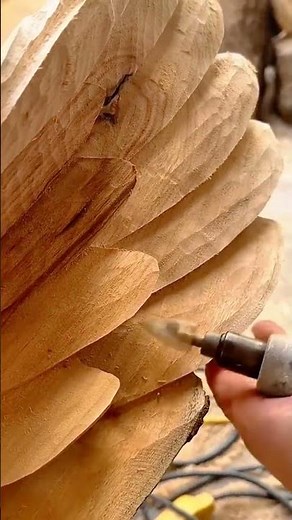The Process of Carving Wood with High Detail Using a Mini Grinder Tool #shorts