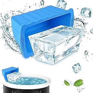 Extra Large Ice Block Mold, 1Pack 6LB Giant Ice Cubes Maker Molds Ice Bricks for Ice Bath Cold Plunge or Coolers Chiller, Silicone Big Ice Bath Cube Molds Trays, Inner Diameter 8.5x4.5x4.7In-Blue