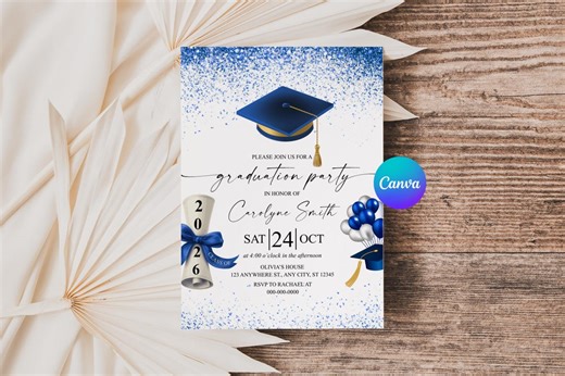 Graduation Party Invitation Template, Editable Canva Design (digital Download) APD160 - Etsy