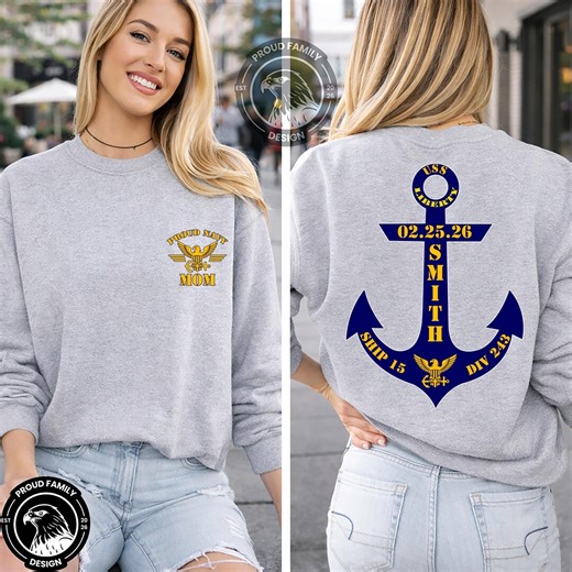 Personalized Navy Anchor Sweatshirt, Boot Camp Graduation, Proud Family Hoodie - Etsy