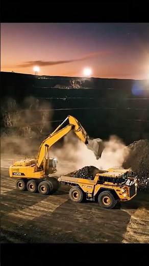 Raw Power: Giant Excavator Loading a Massive Dump Truck! 🚜