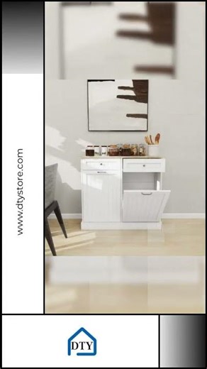Two Drawers and Two-Compartment Tilt-Out Trash Cabinet Kitchen Trash Cabinet-White