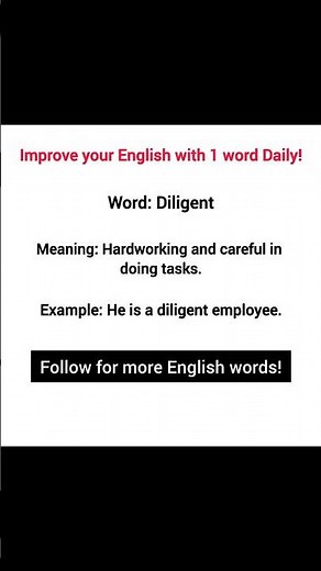 Daily English Word 📚 | Diligent Meaning & Example