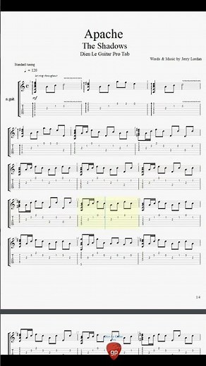 Apache - Guitar Tutorial TAB #shorts