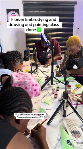 Flower Embroidery and Painting Class Completed