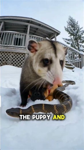 Opossum Kills Snake to Save Mastiff Puppy! 😱🐍🐶 #shorts