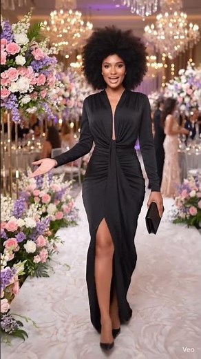 Vestido Longo com Fenda e Decote V ✨ Elegância para Casamentos e Festas