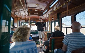 5.9K views · 78 reactions | Take a ride through the past on our Historic Trolley Tour!  Tours run hourly from 11am through 4pm at 180 Memorial Dr. More details here: https://bit.ly/2Kfu3zu | #MyManistee | Manistee Tourism | Facebook