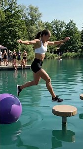 She Conquered the Floating Balls & Rolling Barrel! 😱🌊 #shorts #uploadyoutubeshorts #waterchallenge