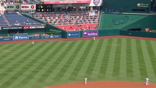 Grab that ball ‼️ First career home run for Colby Thomas! | Athletics