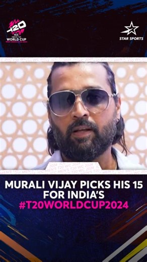 1.2M views · 7.2K reactions | Trust #MuraliVijay to throw in a few surprises!  The former Indian Cricket Team opener has an interesting take on the 15 that should get the #VisaToWorldCup. Will this be the #TeamIndia squad of 15 for the #T20WorldCup2024?  Participate in the biggest ever social media opinion poll on our handles (April 23rd - May 1st). Let's see if YOUR picks for Team India's 15 actually get the #VisaToWorldCup!  | Star Sports | Facebook