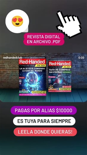 Si estás interesad@ en alguna Revista de Red-Handed Computer Club, podés pagar $10000 al ALIAS: redhanded.mp (la cuenta sale a nombre de "Leonel Ivan Saafigueroa"), nos mandás el comprobante y luego te enviamos la revista que quieras en formato .PDF y es tuya para siempre. 👌 Ventas por Whastsapp: 11 540389842 | Red-Handed Computer Club
