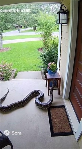 Giant Python Breaks Into House Entrance (Caught on CCTV Footage)