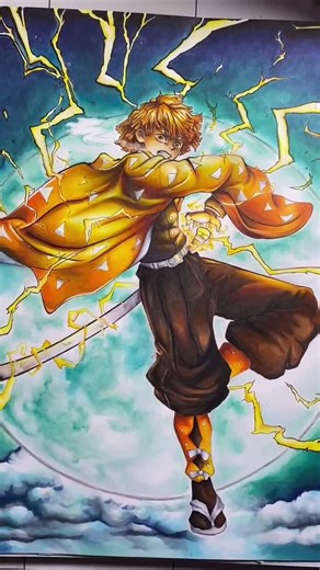 Detailed Original Demon Slayer Artwork | Anime Drawing of Tanjiro and Zenitsu