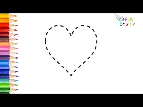 HEART SHAPE! Learn how to draw Shapes, trace the dotted line, and Colour.