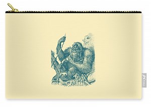 Blue Orangutan Ape Zip Pouch by Madame Memento