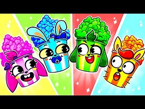 😋Sharing Popcorn Song🍿 Funny Kids Karaoke Songs