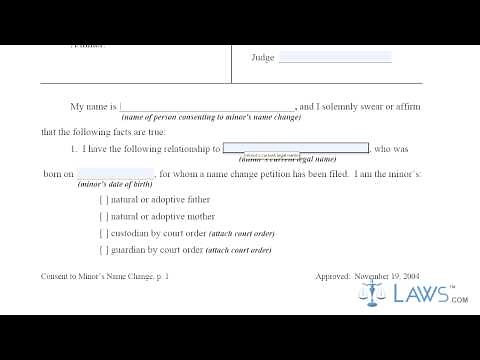 Form Consent to Minor's Name Change