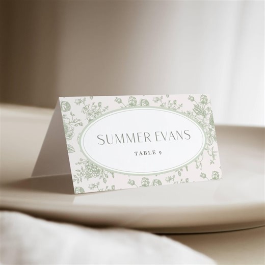 Green Floral Wedding Place Card Template: Elegant DIY Table Decor (digital Download) - Etsy Canada