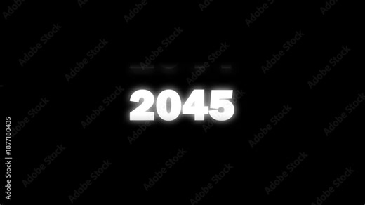 Fast Future Years Timeline Animation Scrolling from 2026 to 2045 on Black Background